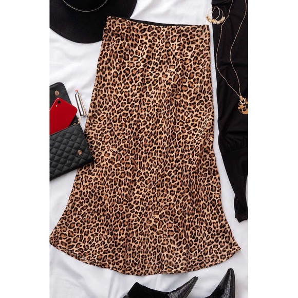 Wild Nights Satin Leopard Print Midi Skirt - Picture 6 of 6